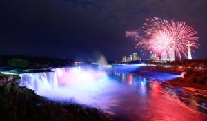 New Year's Eve weekend in Niagara Falls features fireworks over the Horseshoe Falls.